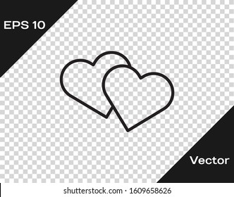 Black line Heart icon isolated on transparent background. Romantic symbol linked, join, passion and wedding. Valentine day symbol.  Vector Illustration
