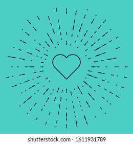 Black line Heart icon isolated on green background. Romantic symbol linked, join, passion and wedding. Valentine day symbol. Abstract circle random dots. Vector Illustration