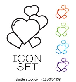 Black line Heart icon isolated on white background. Romantic symbol linked, join, passion and wedding. Valentine day symbol. Set icons colorful. Vector Illustration