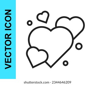 Black line Heart icon isolated on white background. Romantic symbol linked, join, passion and wedding. Happy Valentines day.  Vector