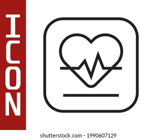 Black line Heart rate icon isolated on white background. Heartbeat sign. Heart pulse icon. Cardiogram icon.  Vector