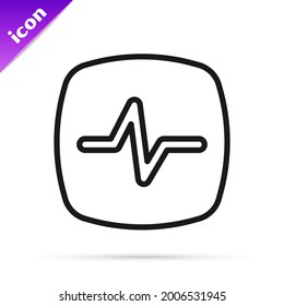 Black line Heart rate icon isolated on white background. Heartbeat sign. Heart pulse icon. Cardiogram icon.  Vector