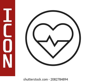 Black line Heart rate icon isolated on white background. Heartbeat sign. Heart pulse icon. Cardiogram icon.  Vector