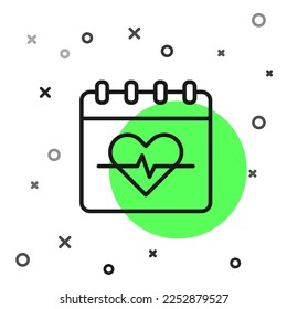 Black line Heart rate icon isolated on white background. Heartbeat sign. Heart pulse icon. Cardiogram icon.  Vector