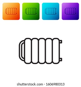 Black line Heating radiator icon isolated on white background. Set icons in color square buttons. Vector Illustration