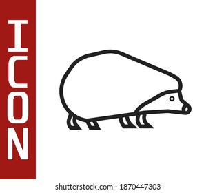 Black line Hedgehog icon isolated on white background. Animal symbol.  Vector