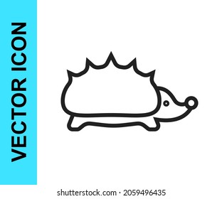 Icono de Hedgehog de línea negra aislado en fondo blanco. Símbolo animal.  Vector