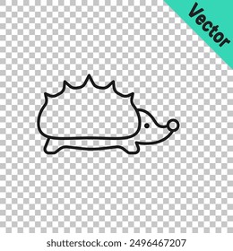 Black line Hedgehog icon isolated on transparent background. Animal symbol.  Vector