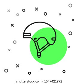 Black line Helmet icon isolated on white background. Extreme sport. Sport equipment.  Vector Illustration