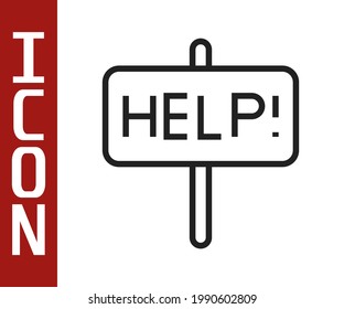 Black line Help icon isolated on white background.  Vector