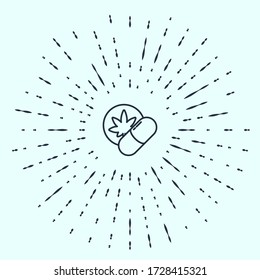 Black line Herbal ecstasy tablets icon isolated on grey background. Abstract circle random dots. Vector Illustration