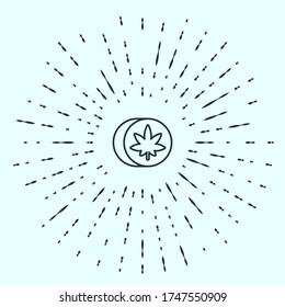 Black line Herbal ecstasy tablets icon isolated on grey background. Abstract circle random dots. Vector Illustration