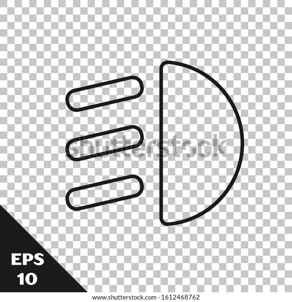 Black line High beam icon
isolated on transparent background. Car headlight.  Vector
Illustration