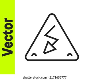 Black line High voltage sign icon isolated on white background. Danger symbol. Arrow in triangle. Warning icon.  Vector