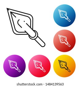 Black line Hipster arrow tip icon isolated on white background. Set icons colorful circle buttons. Vector Illustration