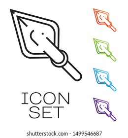 Black line Hipster arrow tip icon isolated on white background. Set icons colorful. Vector Illustration