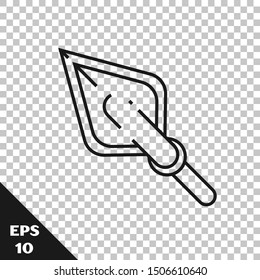 Black line Hipster arrow tip icon isolated on transparent background.  Vector Illustration