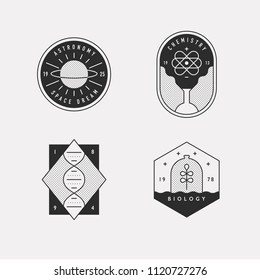 black line hipster logos flat design style vector graphic illustration set