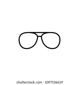 Black line hipster sun glasses. Unisex sunglasses. Vector illustration isolated on white. Summer outline icon
