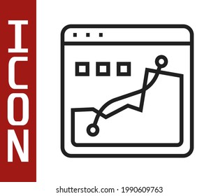 Black line Histogram graph photography icon isolated on white background.  Vector