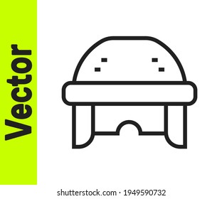 Black line Hockey helmet icon isolated on white background.  Vector