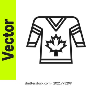 Black line Hockey jersey icon isolated on white background.  Vector