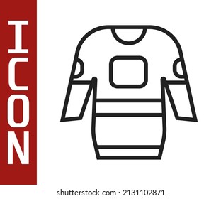 Black Line Hockey Jersey Icon Isolated On White Background.  Vector Illustration