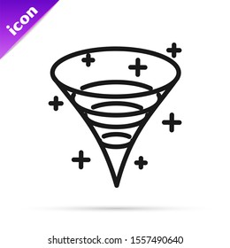 Black line Black hole icon isolated on white background. Space hole. Collapsar.  Vector Illustration