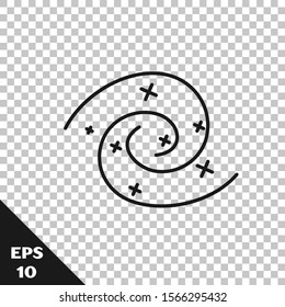 Black line Black hole icon isolated on transparent background. Space hole. Collapsar.  Vector Illustration