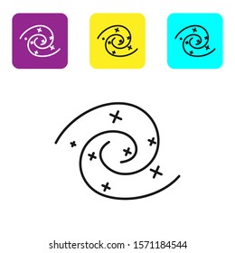 Black line Black hole icon isolated on white background. Space hole. Collapsar. Set icons colorful square buttons. Vector Illustration