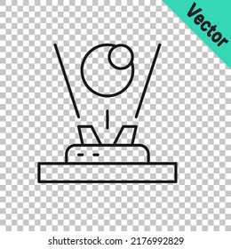 Black line Hologram icon isolated on transparent background. Global communication technology.  Vector