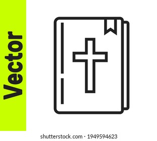 Black line Holy bible book icon isolated on white background.  Vector