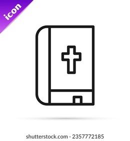 Black line Holy bible book icon isolated on white background.  Vector