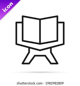 Black line Holy book of Koran icon isolated on white background. Muslim holiday, Eid Mubarak, Eid al-fitr, Ramadan Kareem.  Vector