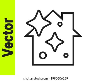 Black line Home cleaning service concept icon isolated on white background. Building and house.  Vector