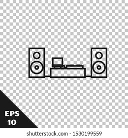 Black line Home stereo with two speaker s icon isolated on transparent background. Music system.  Vector Illustration