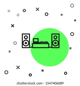 Black line Home stereo with two speaker s icon isolated on white background. Music system.  Vector Illustration