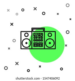 Black line Home stereo with two speakers icon isolated on white background. Music system.  Vector Illustration