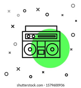 Black line Home stereo with two speakers icon isolated on white background. Music system.  Vector Illustration