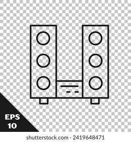 Black line Home stereo with two speaker s icon isolated on transparent background. Music system.  Vector
