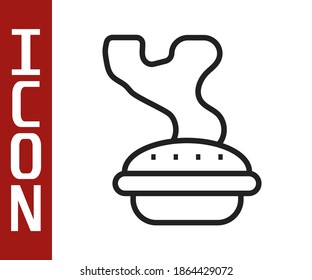 Black line Homemade pie icon isolated on white background.  Vector