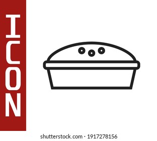 Black line Homemade pie icon isolated on white background.  Vector