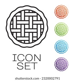 Black line Homemade pie icon isolated on white background. Set icons colorful. Vector