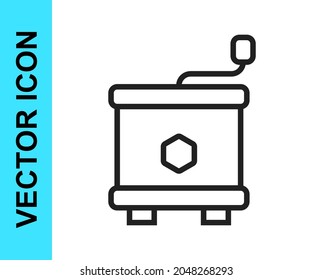 Black line Honey extractor icon isolated on white background. Mechanical device for honey extraction from honeycombs.  Vector
