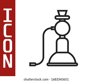 Black line Hookah icon isolated on white background.  Vector Illustration