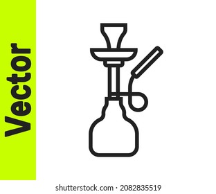 Black line Hookah icon isolated on white background.  Vector
