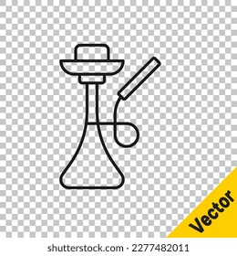 Schwarze Linie Hookah Symbol einzeln auf transparentem Hintergrund.  Vektorgrafik