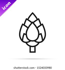 Black line Hop icon isolated on white background.  Vector Illustration