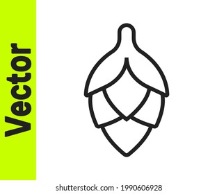 Black line Hop icon isolated on white background.  Vector