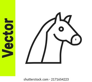 Black line Horse icon isolated on white background. Animal symbol.  Vector